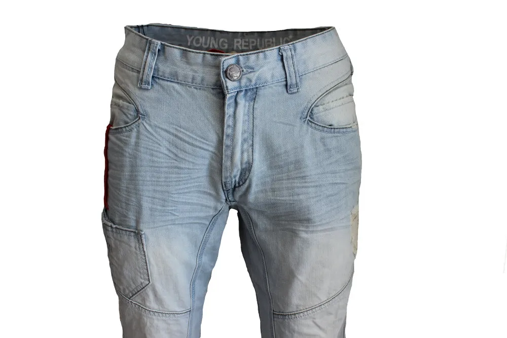 Parker Light Blue Relax Fit Booth Cut Moto Jeans
