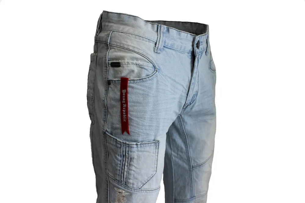 Parker Light Blue Relax Fit Booth Cut Moto Jeans