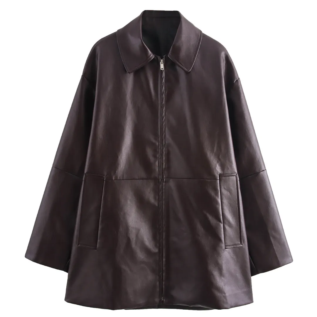 Pre Order:  Solid Leather Jacket   Mini Skirt