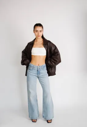 Reiss 90’s Oversized Brown Leather Jacket