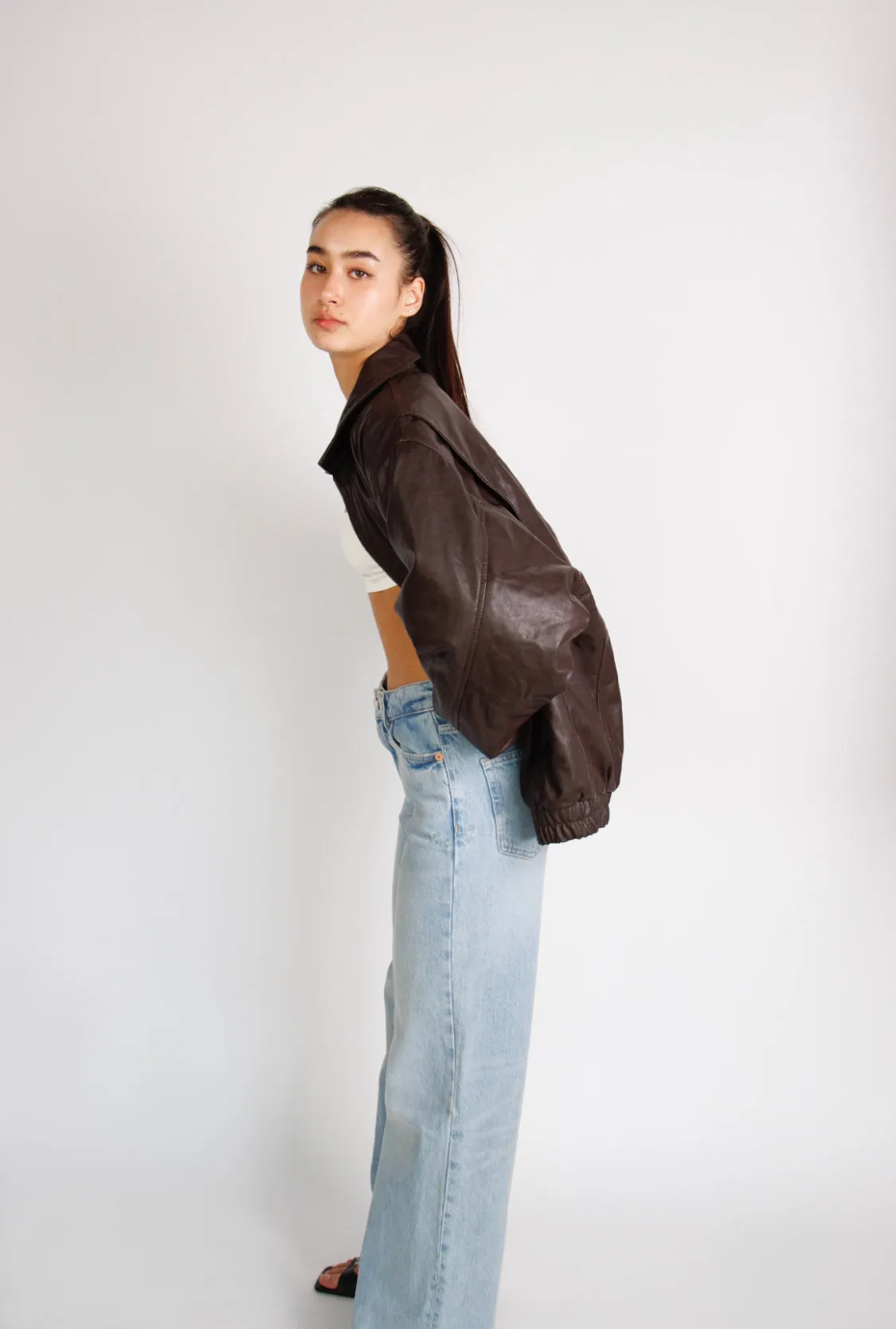Reiss 90’s Oversized Brown Leather Jacket