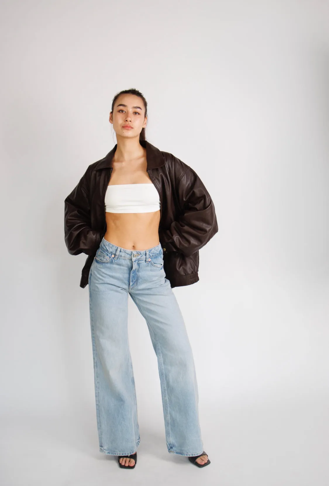 Reiss 90’s Oversized Brown Leather Jacket