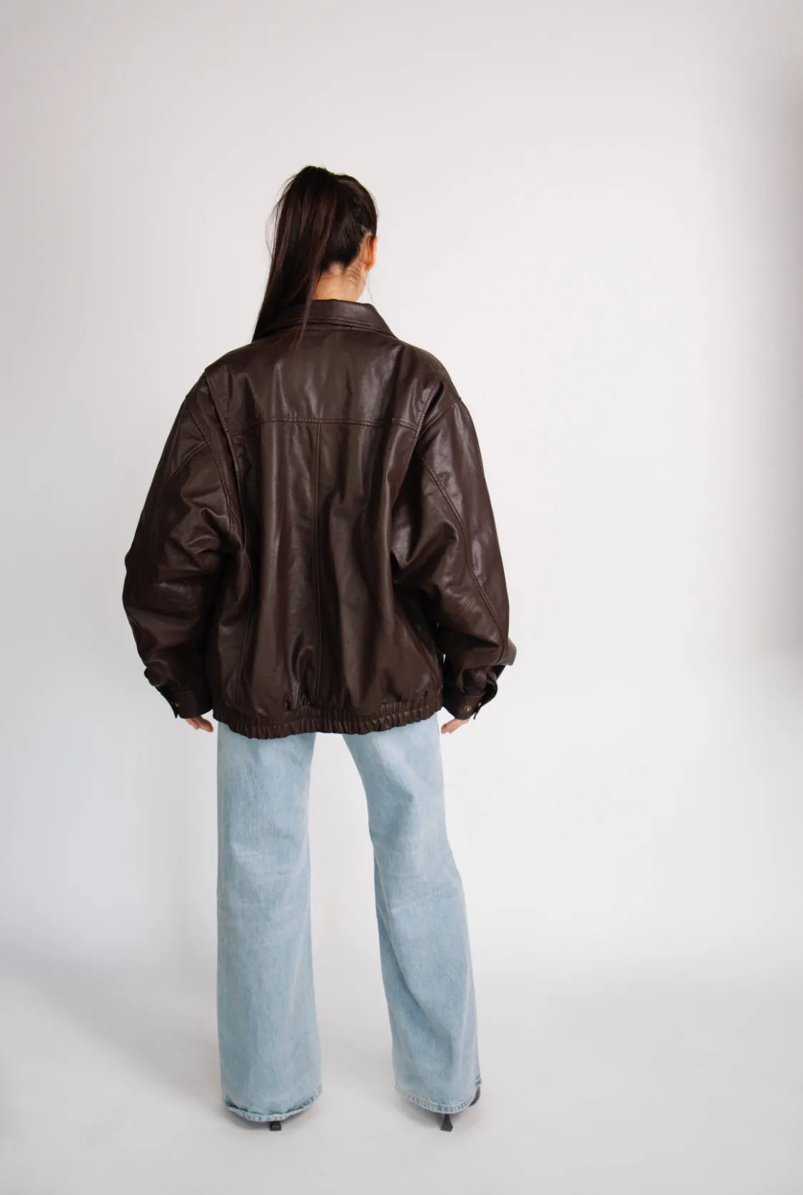 Reiss 90’s Oversized Brown Leather Jacket