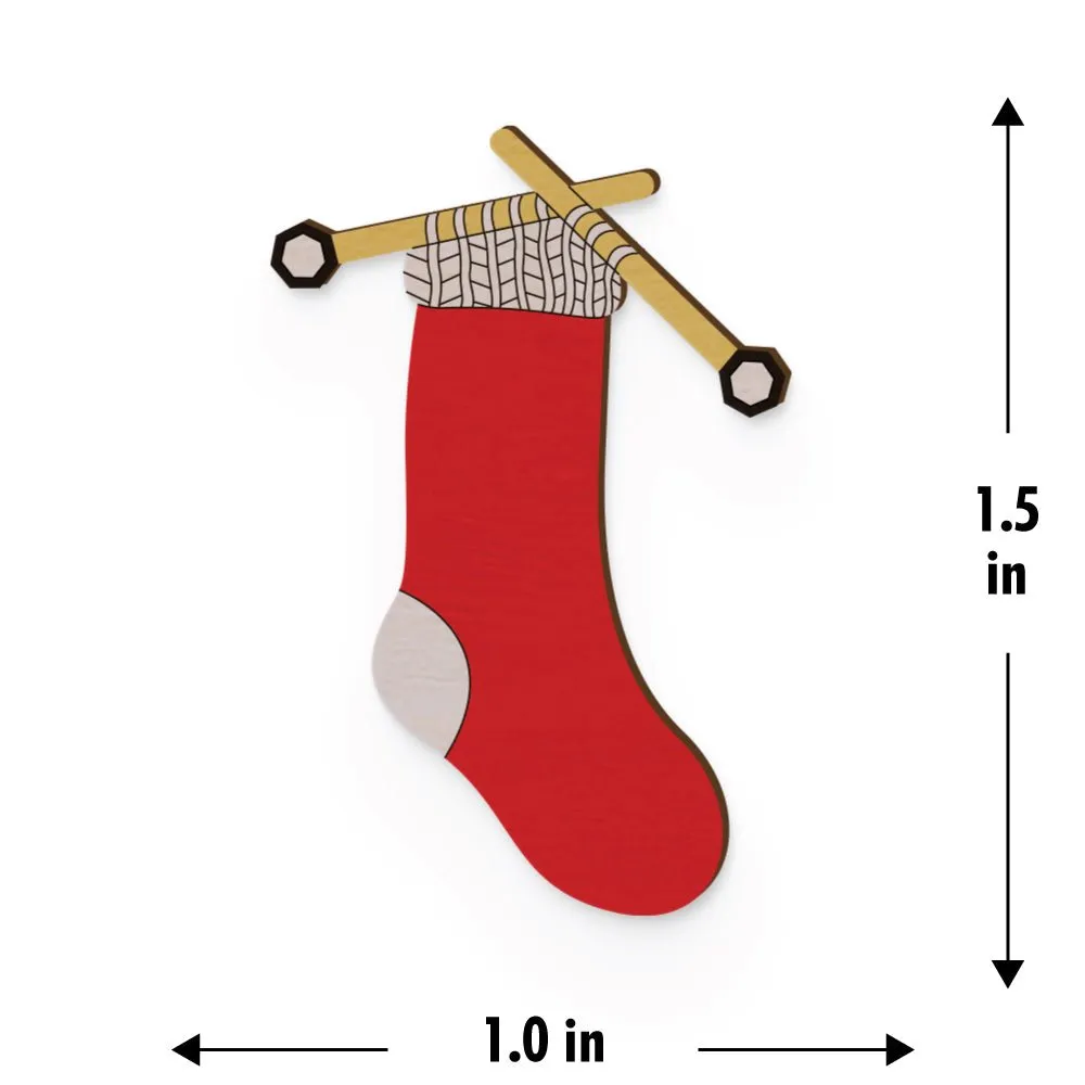 Stocking Hand Painted Wooden Pin