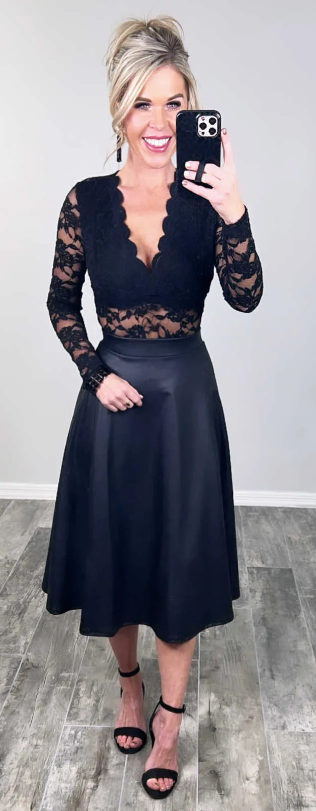 Take The High Road Leather Skirt
