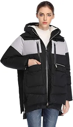 Warm Parka Down Color Block Coat
