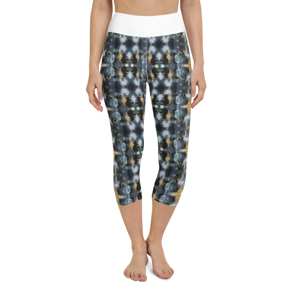 Yoga Capri Leggings - Black and Gold