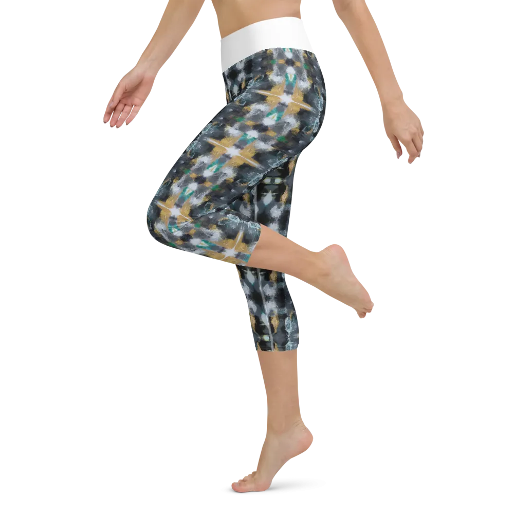 Yoga Capri Leggings - Black and Gold