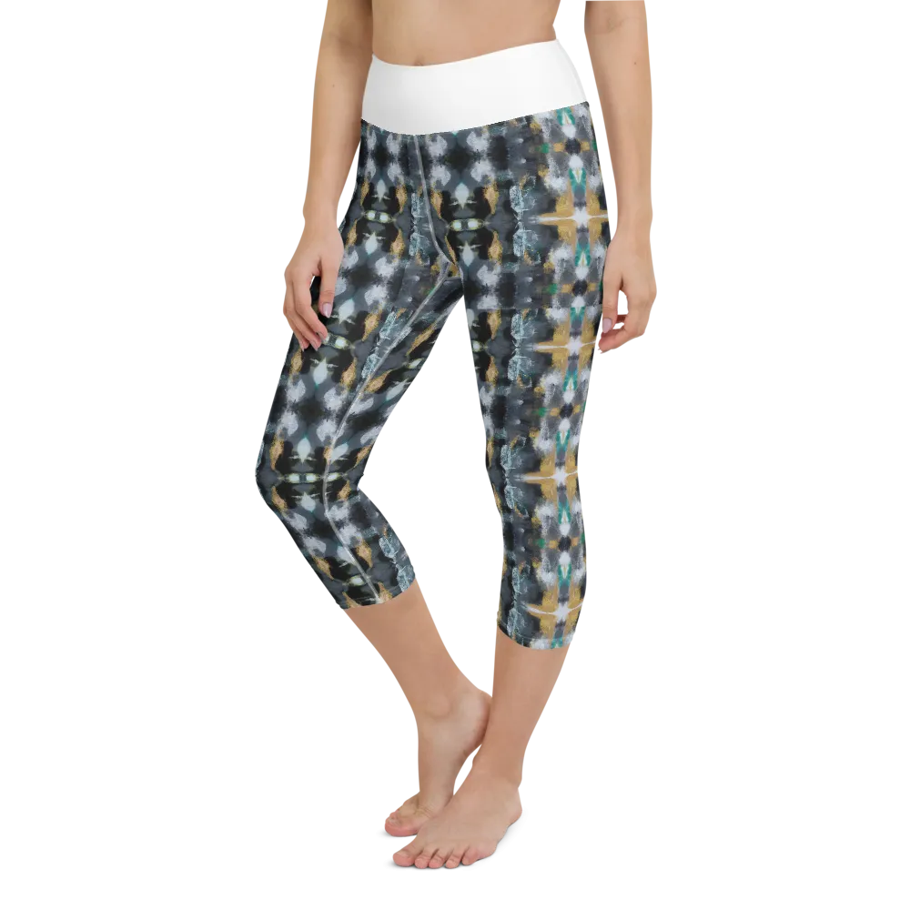 Yoga Capri Leggings - Black and Gold